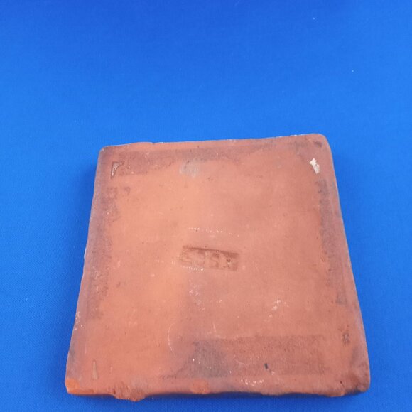 vintage moravian brown square tile artisan silversmith tile 4'' - Picture 4 of 7